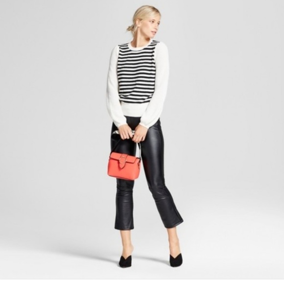 Who What Wear Pants - Who What Wear Faux Leather Crop Flare